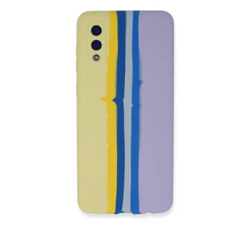 Newface Samsung Galaxy A02 Kılıf Ebruli Lansman Silikon - Sarı-Lila