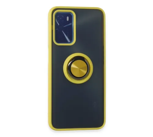 Newface Oppo A16 Kılıf Montreal Yüzüklü Silikon Kapak - Sarı
