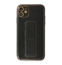 Newface iPhone 12 Kılıf Coco Karbon Standlı Kapak - Siyah