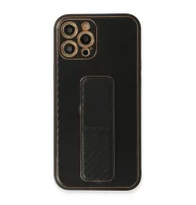 Newface iPhone 12 Pro Kılıf Coco Karbon Standlı Kapak - Siyah