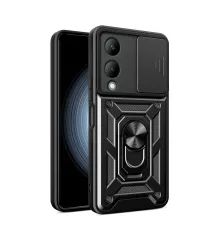 Newface Vivo Y17S Kılıf Pars Lens Yüzüklü Silikon - Siyah
