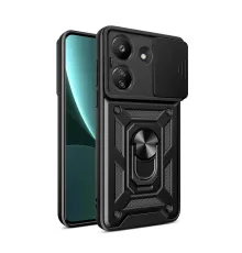 Newface Xiaomi Redmi 13C Kılıf Pars Lens Yüzüklü Silikon - Siyah
