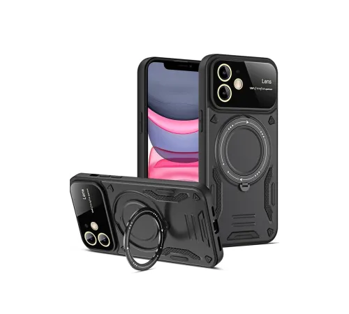 Newface iPhone 11 Kılıf Joy Lens Standlı Kapak - Siyah Newface iPhone 11 Kılıf Joy Lens Standlı Kapak - Siyah