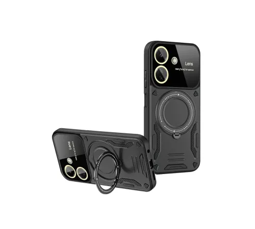 Newface Xiaomi Redmi 13C Kılıf Joy Lens Standlı Kapak - Siyah
