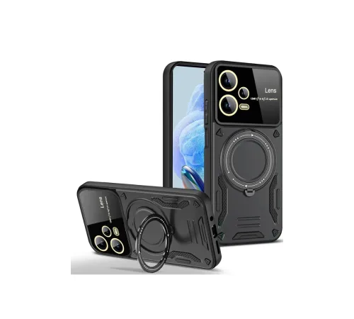 Newface Xiaomi Redmi Note 12 Pro 5G Kılıf Joy Lens Standlı Kapak - Siyah Newface Xiaomi Redmi Note 12 Pro 5G Kılıf Joy Lens Standlı Kapak - Siyah
