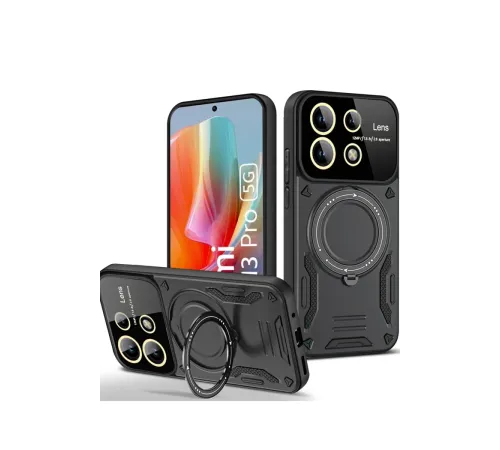 Newface Xiaomi Redmi Note 13 Pro 4G Kılıf Joy Lens Standlı Kapak - Siyah Newface Xiaomi Redmi Note 13 Pro 4G Kılıf Joy Lens Standlı Kapak - Siyah