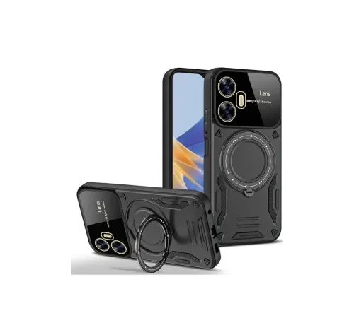 Newface Realme C55 Kılıf Joy Lens Standlı Kapak - Siyah Newface Realme C55 Kılıf Joy Lens Standlı Kapak - Siyah