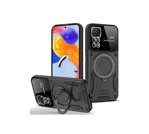 Newface Xiaomi Redmi Note 11 Pro Kılıf Joy Lens Standlı Kapak - Siyah