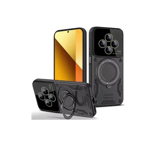 Newface Xiaomi Redmi 14C Kılıf Joy Lens Standlı Kapak - Siyah