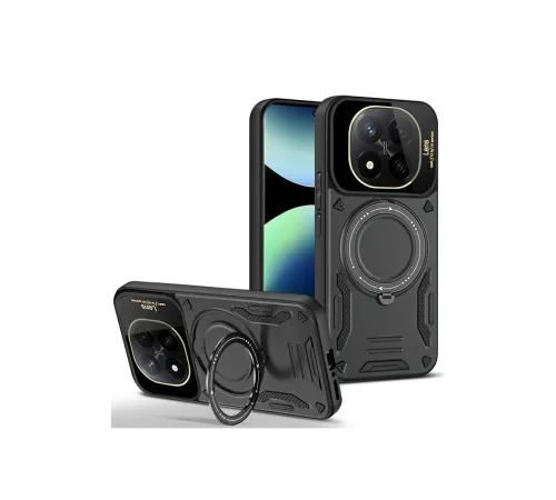 Newface Xiaomi Redmi Note 14 Pro Plus Kılıf Joy Lens Standlı Kapak - Siyah