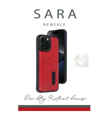 Newface iPhone 16 Kılıf Sara Kartvizitli Deri Kılıf - Siyah
