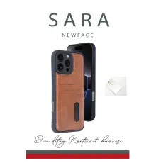 Newface iPhone 16 Pro Kılıf Sara Kartvizitli Deri Kılıf - Siyah