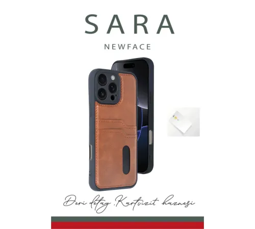 Newface iPhone 16 Pro Max Kılıf Sara Kartvizitli Deri Kılıf - Siyah Newface iPhone 16 Pro Max Kılıf Sara Kartvizitli Deri Kılıf - Siyah