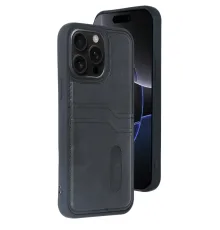 Newface iPhone 15 Pro Max Kılıf Sara Kartvizitli Deri Kılıf - Siyah
