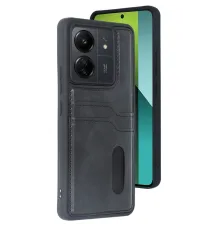 Newface Xiaomi Redmi 13C Kılıf Sara Kartvizitli Deri Kılıf - Siyah
