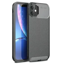 Newface iPhone 11 Kılıf Auto Focus Karbon Kapak - Siyah