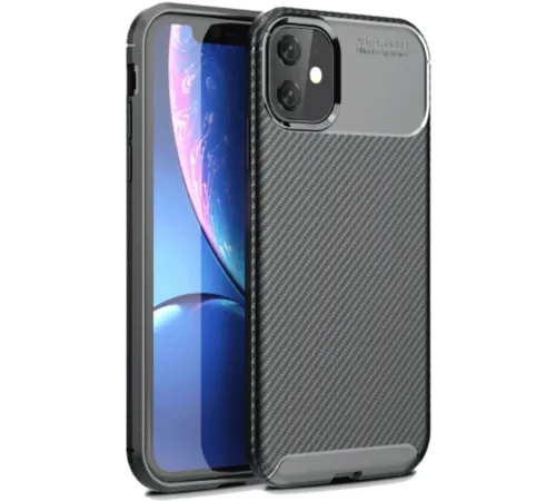 Newface iPhone 11 Kılıf Auto Focus Karbon Kapak - Siyah