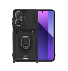 Newface Xiaomi Redmi Note 13 Pro Plus Kılıf Zuma Kartvizitli Yüzüklü Silikon - Siyah