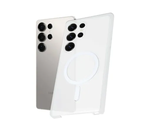 Newface Samsung Galaxy S23 Ultra Kılıf PC Zara Magsafe Şeffaf Kılıf - Şeffaf