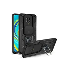 Newface Xiaomi Redmi Note 9 Pro Kılıf Pars Lens Yüzüklü Silikon - Siyah