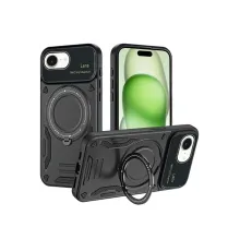 Newface iPhone 16E Kılıf Joy Lens Standlı Kapak - Siyah