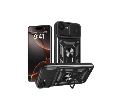 Newface iPhone 16E Kılıf Pars Lens Yüzüklü Silikon - Siyah Newface iPhone 16E Kılıf Pars Lens Yüzüklü Silikon - Siyah