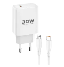 Joko JK89 30W Type-C Çıkışlı Ekstra DC66 1M Type-C to Lightning  Kablolu PD Şarj Cihazı - Beyaz