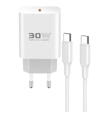Konfulon C87C 30W Type-C Çıkışlı Ekstra DL51 1M Type-C to Type-C Kablolu PD Şarj Cihazı - Beyaz