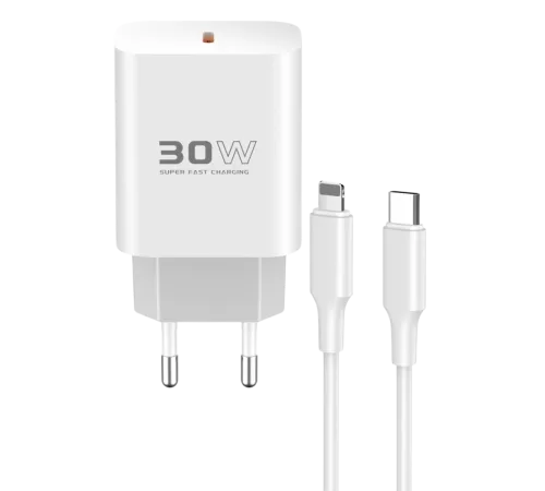 Konfulon C87C 30W Type-C Çıkışlı Ekstra DL50 1M Type-C to Lightning Kablolu PD Şarj Cihazı - Beyaz Konfulon C87C 30W Type-C Çıkışlı Ekstra DL50 1M Type-C to Lightning Kablolu PD Şarj Cihazı - Beyaz
