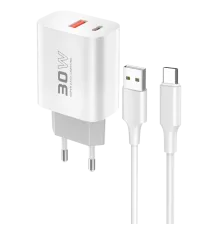 Konfulon C89Q 1 Adet 30W Type-C ve 1 Adet 22.5W USB Çıkışlı Ekstra DL49 1M USB to Type-C Kablolu PD Şarj Cihazı - Beyaz