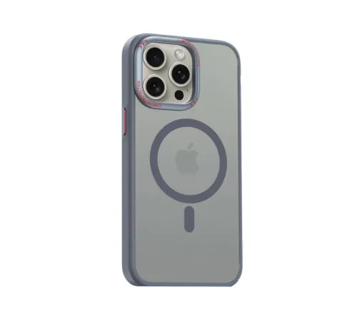 Movenchy iPhone 15 Pro Kılıf Radyant Magsafe Kapak - Titan Gri