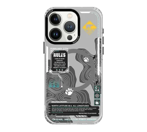 Keep Off iPhone 15 Pro Max Map Magsafe Kapak - Snowfield Keep Off iPhone 15 Pro Max Map Magsafe Kapak - Snowfield