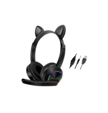 Karler Bass AKZ020 Kafa Üstü Işıklı Kedi Kulaklık - Siyah