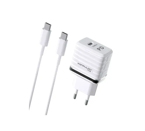 Konfulon C32D 20W PD Şarj Cihazı + DC15 1M 20W 5A Type-C to Type-C Kablolu Şarj Cihazı