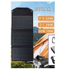 Konfulon SH-03 30W Hızlı Şarj Taşınabilir Güneş Enerji Paneli Şarj İstasyonu - Siyah