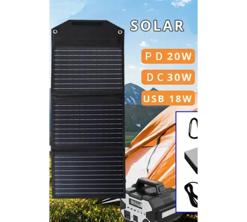Konfulon SH-03 30W Hızlı Şarj Taşınabilir Güneş Enerji Paneli Şarj İstasyonu - Siyah