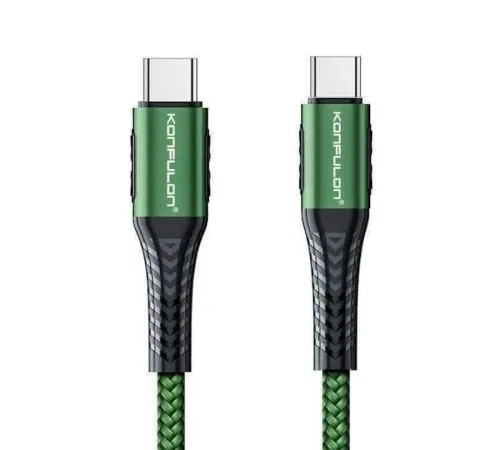 Konfulon DC43 Type-C to Type-C 1M Örgü 60W Hızlı Şarj Kablo - Yeşil Konfulon DC43 Type-C to Type-C 1M Örgü 60W Hızlı Şarj Kablo - Yeşil