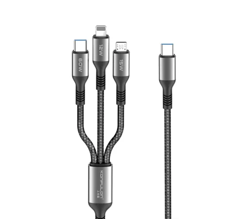Konfulon DC62 3in1 Type-C to 60W Type-C / 12W Lightning / 15W Micro 1.2M Hızlı Şarj Kablo - Siyah Konfulon DC62 3in1 Type-C to 60W Type-C / 12W Lightning / 15W Micro 1.2M Hızlı Şarj Kablo - Siyah
