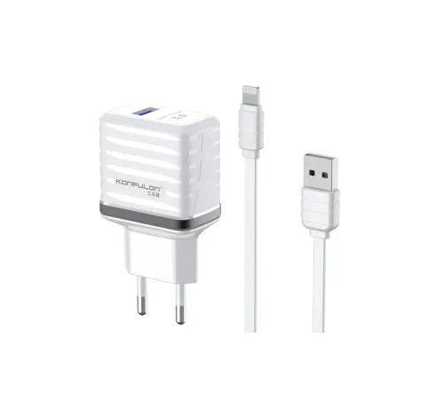 Konfulon C19Q 18W USB Çıkışlı Ekstra USB to Lightning Kablolu PD Hızlı Şarj Cihazı - Beyaz Konfulon C19Q 18W USB Çıkışlı Ekstra USB to Lightning Kablolu PD Hızlı Şarj Cihazı - Beyaz