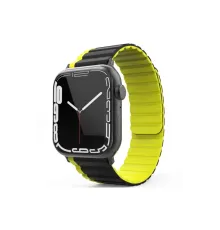 Movenchy Apple Watch 42mm MO-WB1 Çift Renk Mıknatıslı Silikon Kordon - Siyah-Sarı