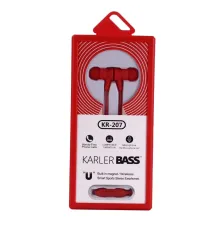 Karler Bass KR-207 Mıknatıslı Kablolu Kulaklık - Kırmızı